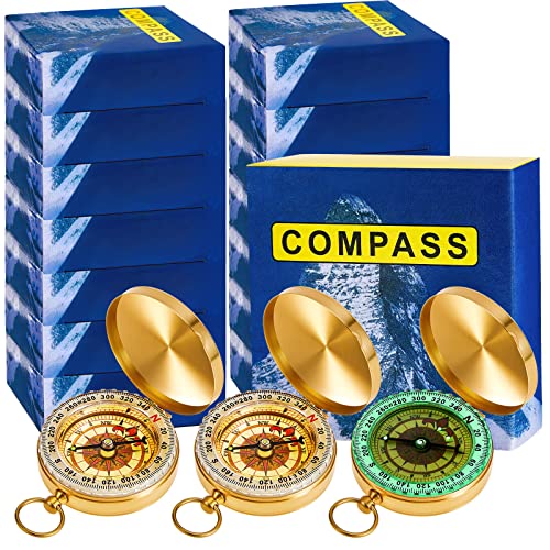 Glow in Dark Metal Pocket Compass Bulk of 12 for Camping Hiking Navigation - Variation 12