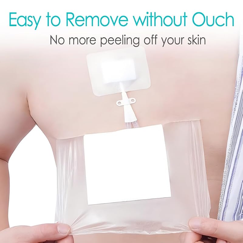 Waterproof Dialysis Port Shower Cover Kit with Central Pad 6x6 Inch – Pack of 25 (With Central Pad)
