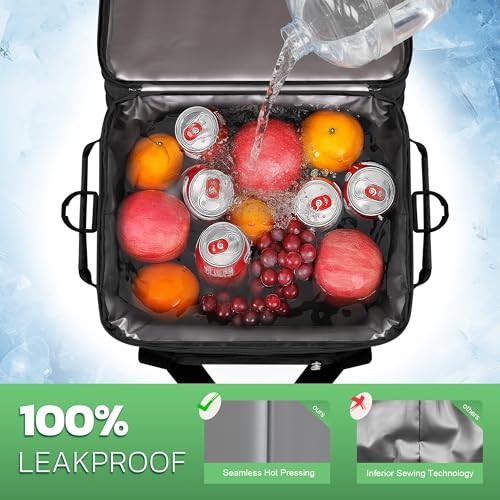 MIYCOO Expandable Double Deck Cooler Bag - 60 Can Leakproof Portable Cooler, Black 30L