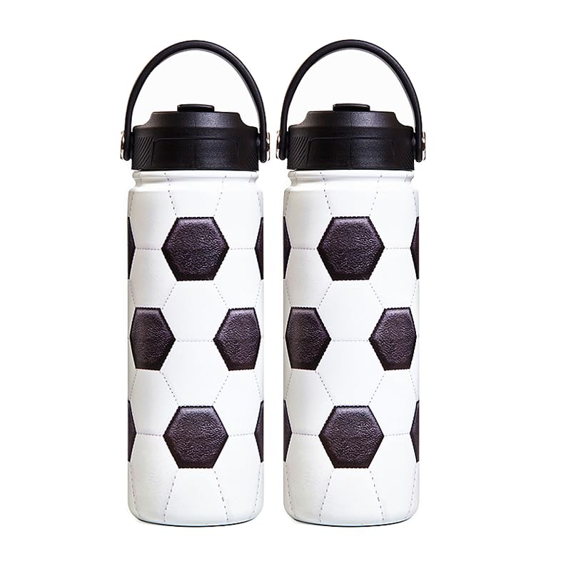 Kids Insulated Soccer Water Bottle - 18 Oz Leakproof Stainless Steel Sport Drink