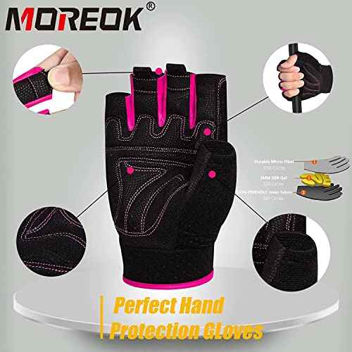 MOREOK Workout Gloves Padded Weight Lifting Gloves for Men/Women, [3MM Gel] Fingerless Grip Gym Gloves Fitness Gloves for Exercise,Hanging,Weightlifting, Cycling, Pull ups, Rowing