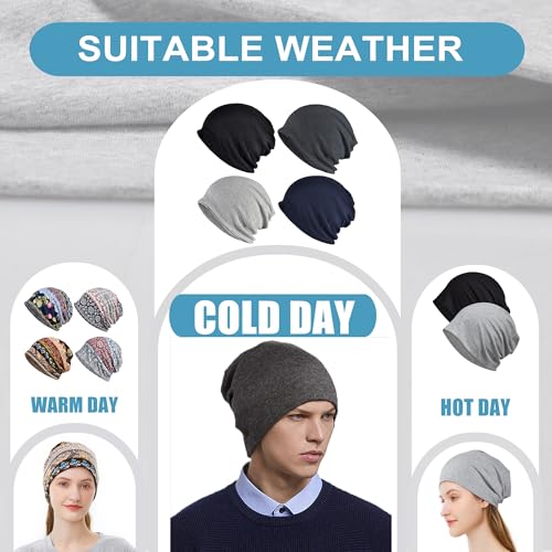 ELLEWIN Cotton Slouchy Beanie Hip-Hop Lightweight Skull Cap - Closetop-A