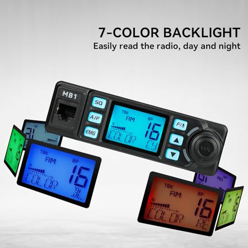 Retevis MB1 40 Channel CB Radio, Noise Cancellation Long Range Mobile Radio, with CB Antenna and Cigarette Lighter, Emergency Channel 9/19, 7-Color Screen, Auto-Scan, External Speaker Jack for Trucker