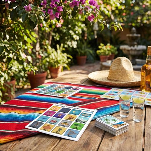 Mexican Bingo Game in Spanish & English for 20 Players - Puerto Rico Bilingual Card Set