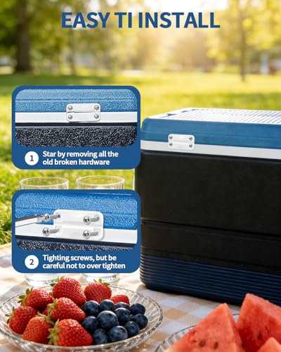 4 Pack Cooler Hinges Replacement Set for Igloo 25-165 Qt Camping Coolers - As Shown