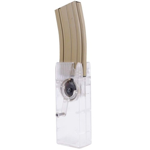 Huenco Tatcial BB Speed Loader M4 Hand Crank Mag Airsoft Loader 6mm 1000rd Trasparent Color