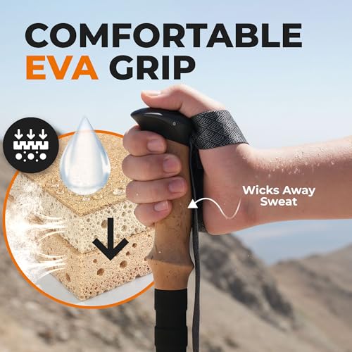 Adjustable Hiking Poles Set of 2 with EVA Grips - Blue, 115-135cm