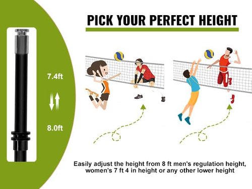 VEVOR Freestanding Volleyball Training Net for Indoor or Outdoor Use, Adjustable Height Portable Net System with Carrying Bag, Professional Volleyball Practice Trainer for Hitting or Serving Drills