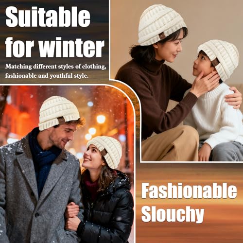 Beanies Hat for Women & Men,Warm Soft Knitted Beanie Unisex Cuffed Hat for Winter Fleece Lined Hats Snow Cap