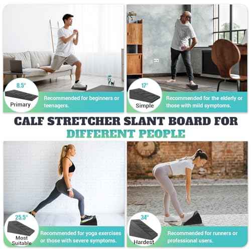 Slant Board for Calf Stretching, 5 Adjustable Angles Incline Board for Squat Wedge, 480 lbs Weight Capacity Calf Stretch Yoga Foam Wedge for Exercise, Squat, Ankle Mobility & Physical Therapy