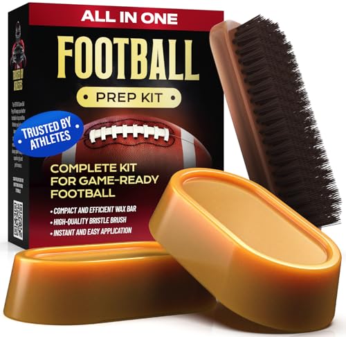Football Prep Kit with Wax Bars & Brush for Leather Balls - Improve Grip & Tack