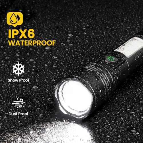 azamine Rechargeable Flashlights High Lumens, 99000LM Super Bright Flash Light with 6 Modes, Adjustable Powerful Handheld LED Flashlight for Home Camping