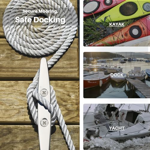 5 Inch Marine Grade Stainless Steel Boat Cleats Pack of 4 with Installation Hardware