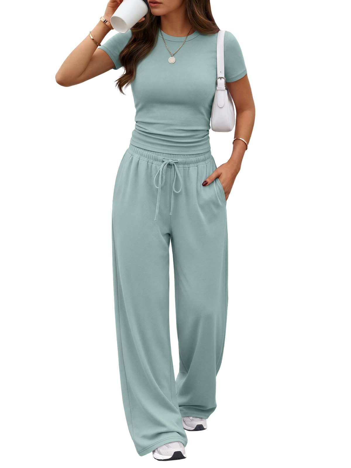 Trendy Queen Womens 2 Two Piece Set 2026 Summer Workout Vacation Gym Clothes Spring Fashion Lounge Matching Airport Travel Outfit Resort Wear Fitness Athleisure Clothing