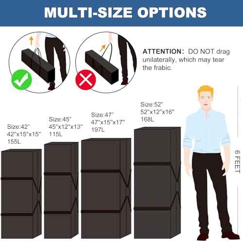 COOLBEBE 52" Sports Duffle Bag - 160L Extra Large Travel Duffel Luggage Bag with Upgrade 2-way Lockable Zippers, Sturdy & Water Resistant Long Duffle Bag for Camping Moving (Black 52inch)
