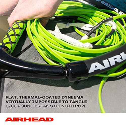 Airhead Dyneema Flat Line Wakeboard Rope, 4 Sections, 70-Feet, Green