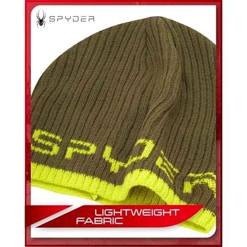 Spyder Knit Mens Beanie - Lightweight Slouchy Beanie for Men Warm Soft Skull Caps Acrylic Mens Winter Hat with Logo