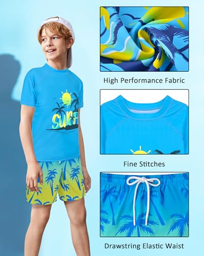 Kids Rash Guard Swimsuit Set 8-10 Years Yellow & Blue - Two Piece Bathing Suit