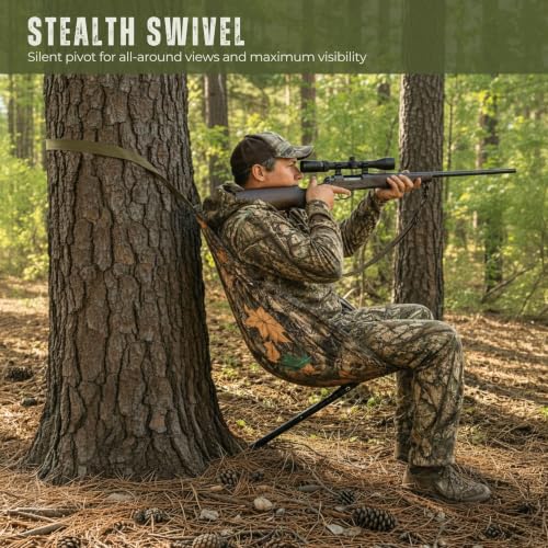 Camo Hammock Chair for Hunting, Portable Tree Seat for Deer Stand - Forest Camo