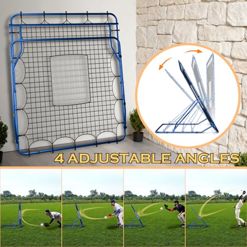 4x4.5 ft Baseball Rebounder Net with Adjustable Angles & Dual Strike Zones