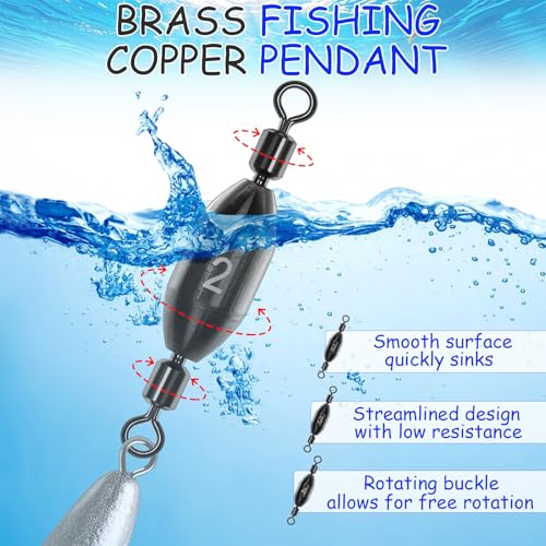20pcs Brass Fishing Weights Swivel Bullet Sinkers - Durable & Eco-Friendly