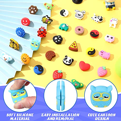 30 Pcs Cute Tennis Vibration Dampeners for Racket, Animal Fruit Cartoon Designs