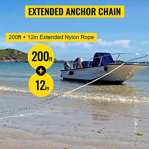 VEVOR Anchor Rode and Chain, 15' x 5/16" Boat Anchor Chain, 1/2" x 200' Nylon Rope, 2.2T Chain Tension Galvanized Steel Chain, Windlass-Grade Three Strand Twist Nylon, Anchor Chain for Boats, Ships