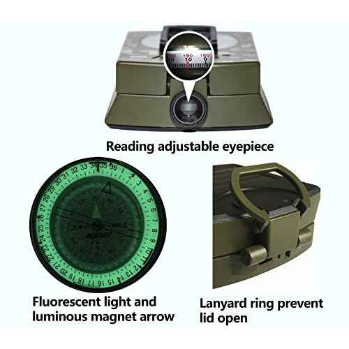 AOFAR Military Compass,AF-4580 Lensatic Sighting, Waterproof and Shakeproof with Map Measurer Distance Calculator, Pouch for Camping, Hiking