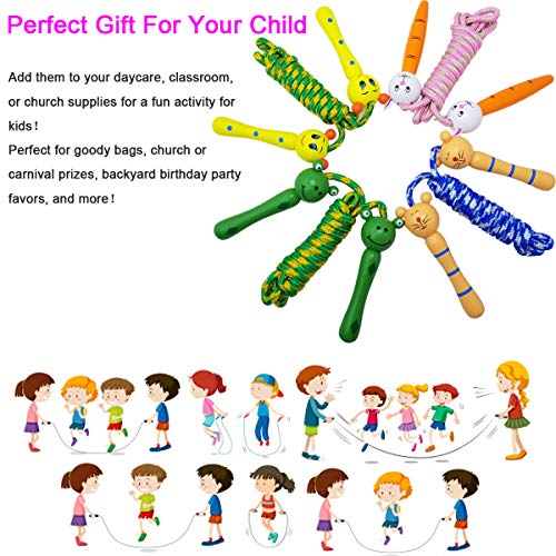 Kids Jump Rope with Wood Handles - Outdoor Fitness & Party Toy Set (4 Pack)