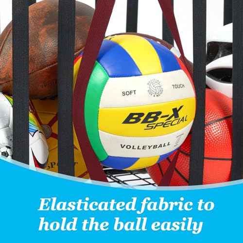 Garage Sports Equipment Organizer,Sports Ball Organizer with Wheels,Basket,Ball Organizer with Baseball Bat Rack and HooksToy Storage Rolling Cart-Black
