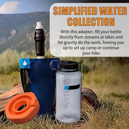 Orange Water Filter Adapter for Nalgene Wide Mouth Bottles & Sawyer Squeeze - Leak-Proof, Quick Connect