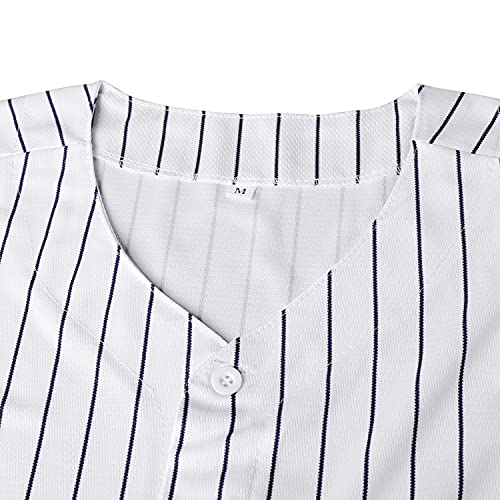 Phoneutrix Hip Hop Baseball Jersey Large White-Stripe Unisex Sportswear