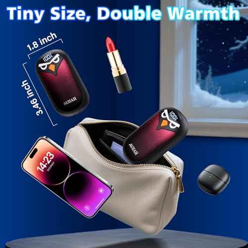 Hand Warmers Rechargeable 2 Pack with LED Display,4 Heat Settings & Fast Heating,Portable Electric Hand Warmers for Camping,Hunting,Commuting,Gift for Men Women