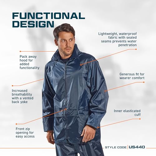 X-Large Waterproof Packable Rain Jacket - Olive Green