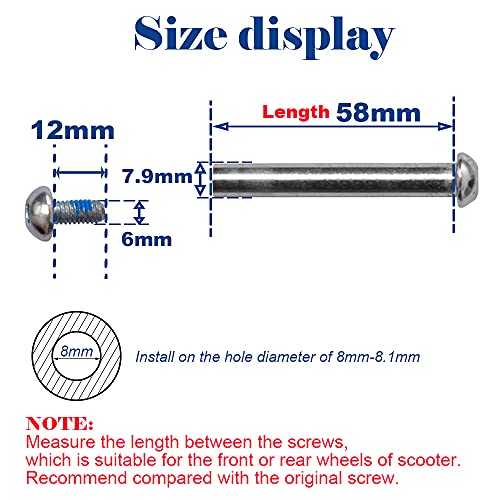 47mm Scooter Axle Bolts for Kids Micro & Foldable Kick Scooters - Replacement Parts