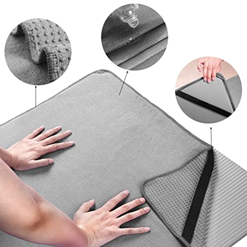 Polyte Microfiber Yoga Towel - Non Slip, 24x72 in, Gray