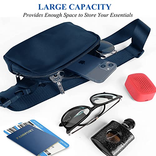 Waterproof Fanny Pack for Women Men - Mini Crossbody Belt Bag with Adjustable Strap Navy Blue