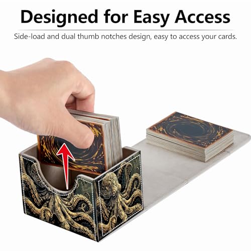 Magnetic Deck Box for Trading Card Games Dark Gold Metal Octopus Variation - MTG Commander Storage Case