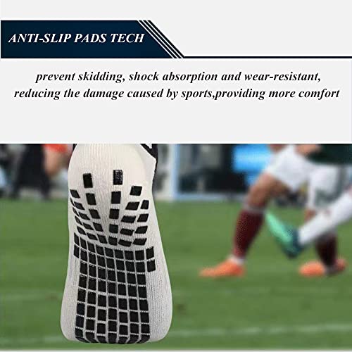 Men's Soccer Non-Slip Athletic Socks with Anti-Slip Pads - Black & White, Size Large