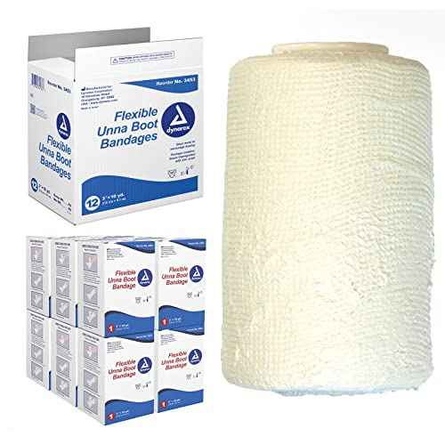 Dynarex 3453 Unna Boot Bandage, Individually Packaged, Provides Customized Compression, With Zinc Oxide, Soft Cast, 3" x 10 Yard, Pack of 12