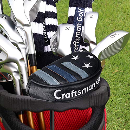 Craftsman Golf Blue Strips Stars Mallet Mid Mallet Putter Head Cover - Heel Shaft