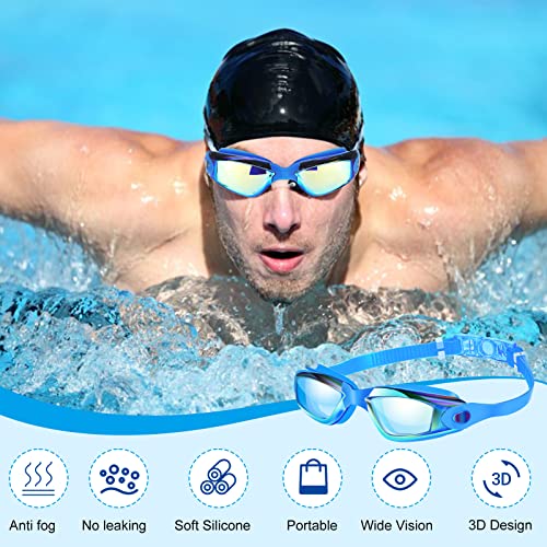 Swim Goggles for Adults and Kids - Lively Color, 6.3 x 1.8 Inches - Flutesan 6 Pack