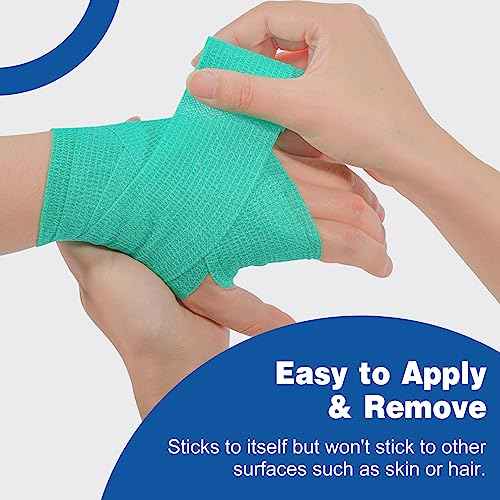 AZEN 16 Pack Self Adhesive Bandage Wrap, 2" X 5 Yards Elastic Cohesive Bandage Wrap, Color Athletic Tape, Vet Wrap, Ankle Tape
