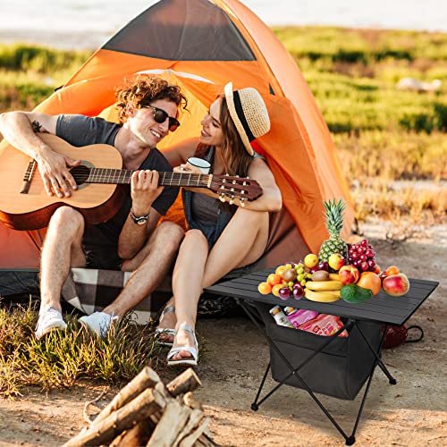 Black 27 Inch Ultralight Foldable Camping Side Table with Carry Bag