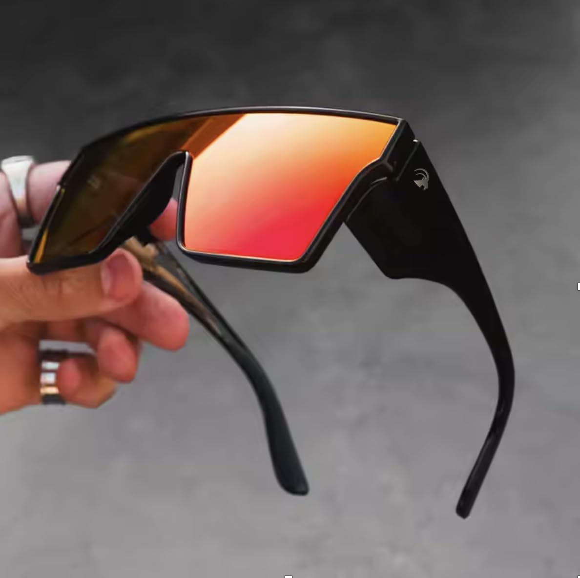 IBEX The LAYBACK Safety Sunglasses, ANSI Z87+ Certified, Shatter-proof, Ultra UV 400 Protection, Red Mirror Lenses, Flexible Black Frame, Men, Women, Outdoor/Sports, Surf, Construction, Work, PPE