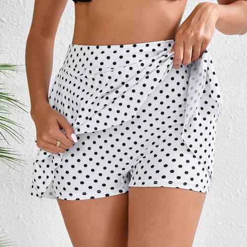 Halcurt Women's High Waisted Ruffle Swim Skirt with Shorts Tummy Control Swimsuit Bottoms