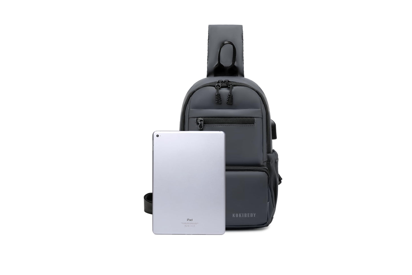 Anti Theft Sling Crossbody Backpack Shoulder Bag for Men,Mini Chest Bags with USB Charger Port For Casual Camping Biking Travel Cycling (Grey)