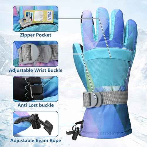 Ski Gloves, Warmest Waterproof and Breathable Snow Gloves for Cold Weather, Fits Both Men & Women,for Parent Child Kids Outdoor