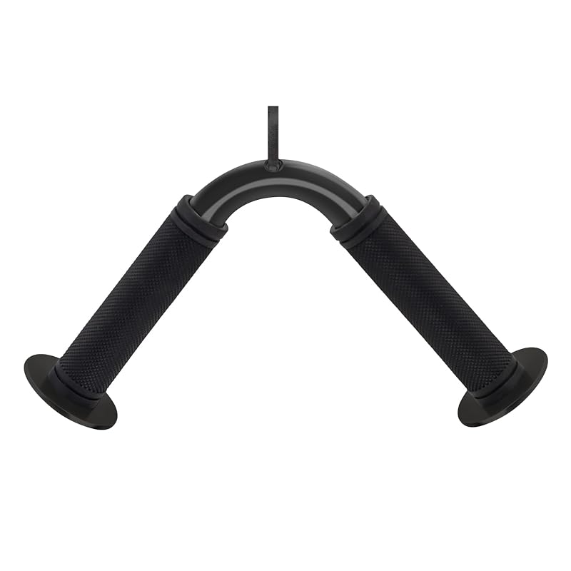 Tricep Push-Down V Bar Attachment – 5.9 x 11.5 in, Non-Slip Rubber Grip, Steel, Black (Variation: Black V Bar)