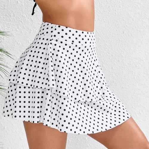 Halcurt Women's High Waisted Ruffle Swim Skirt with Shorts Tummy Control Swimsuit Bottoms